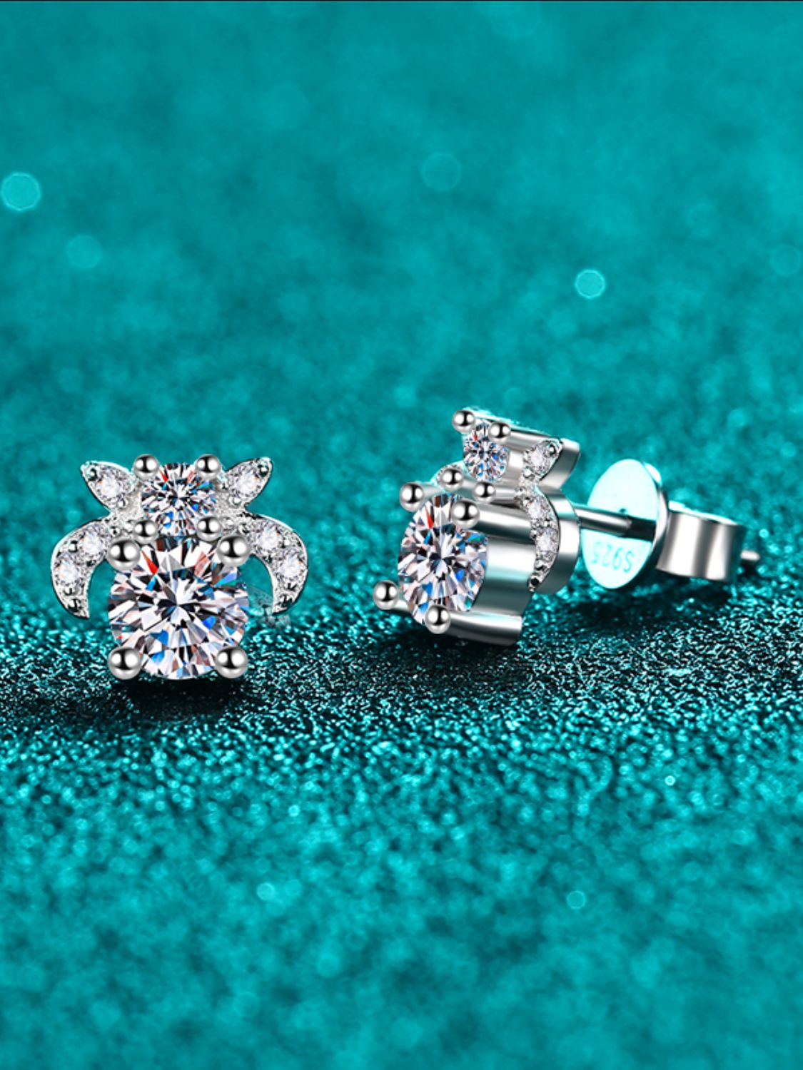 Moissanite Flower Stud Earrings