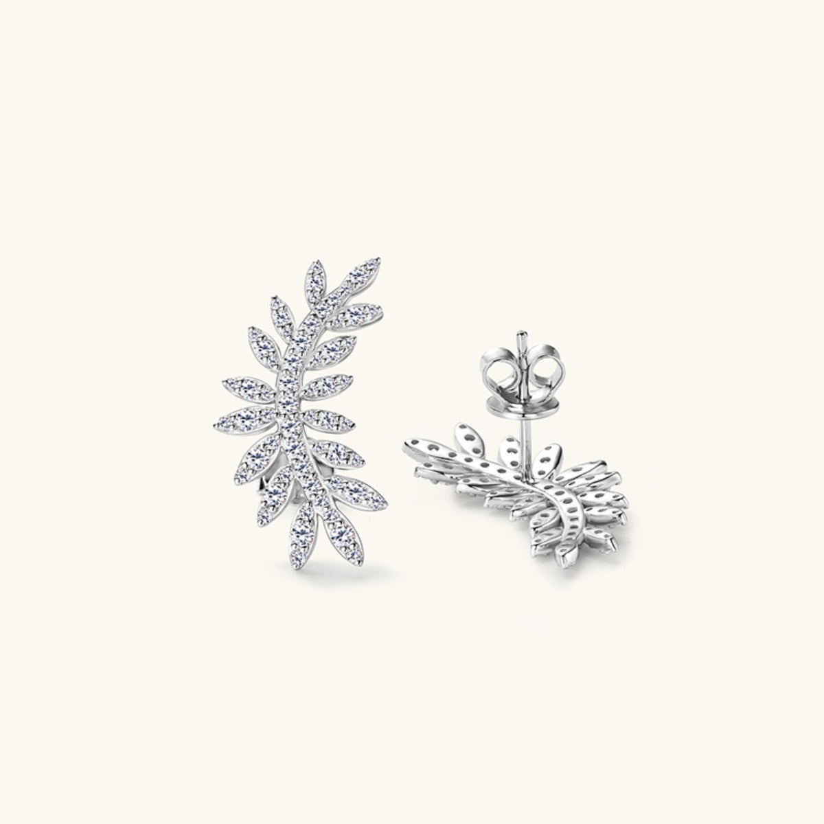 Moissanite Leaf Shape Stud Earrings