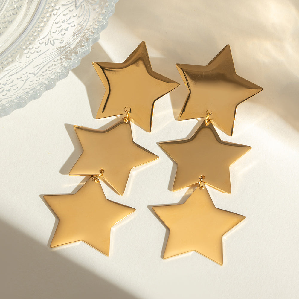 Gold Plated Stainless Steel Star Earrings