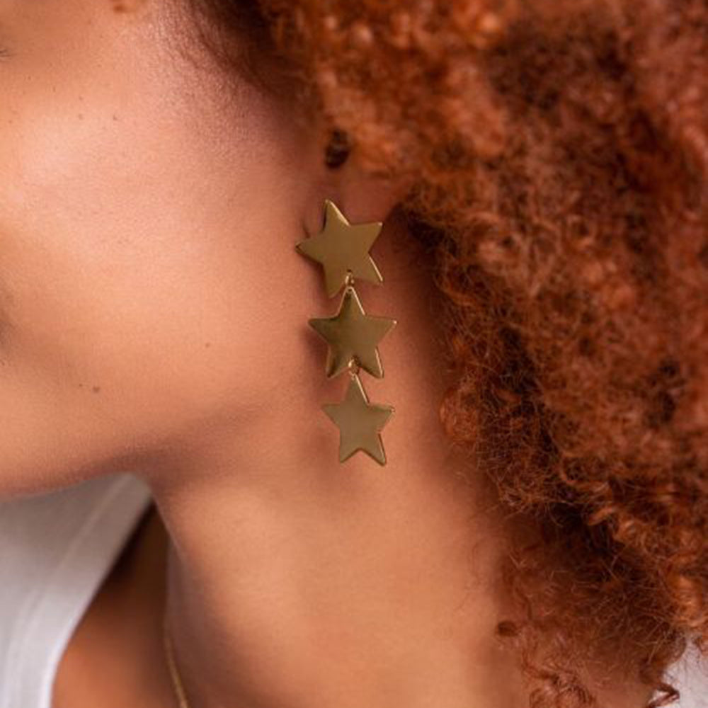 Gold Plated Stainless Steel Star Earrings