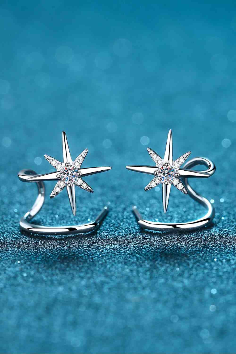 Moissanite Star Rhodium Plated Earrings - Mintcute