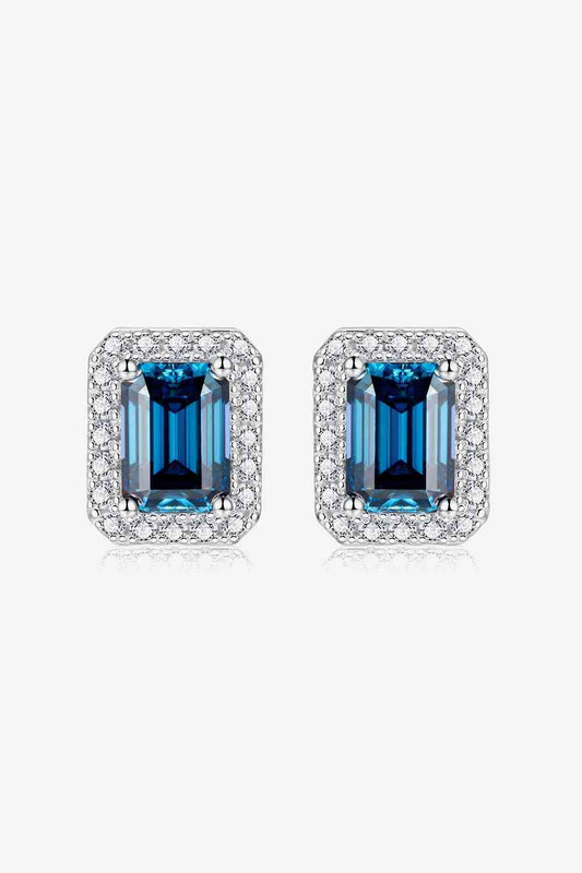 Blue Gemstone Moissanite Stud Earrings