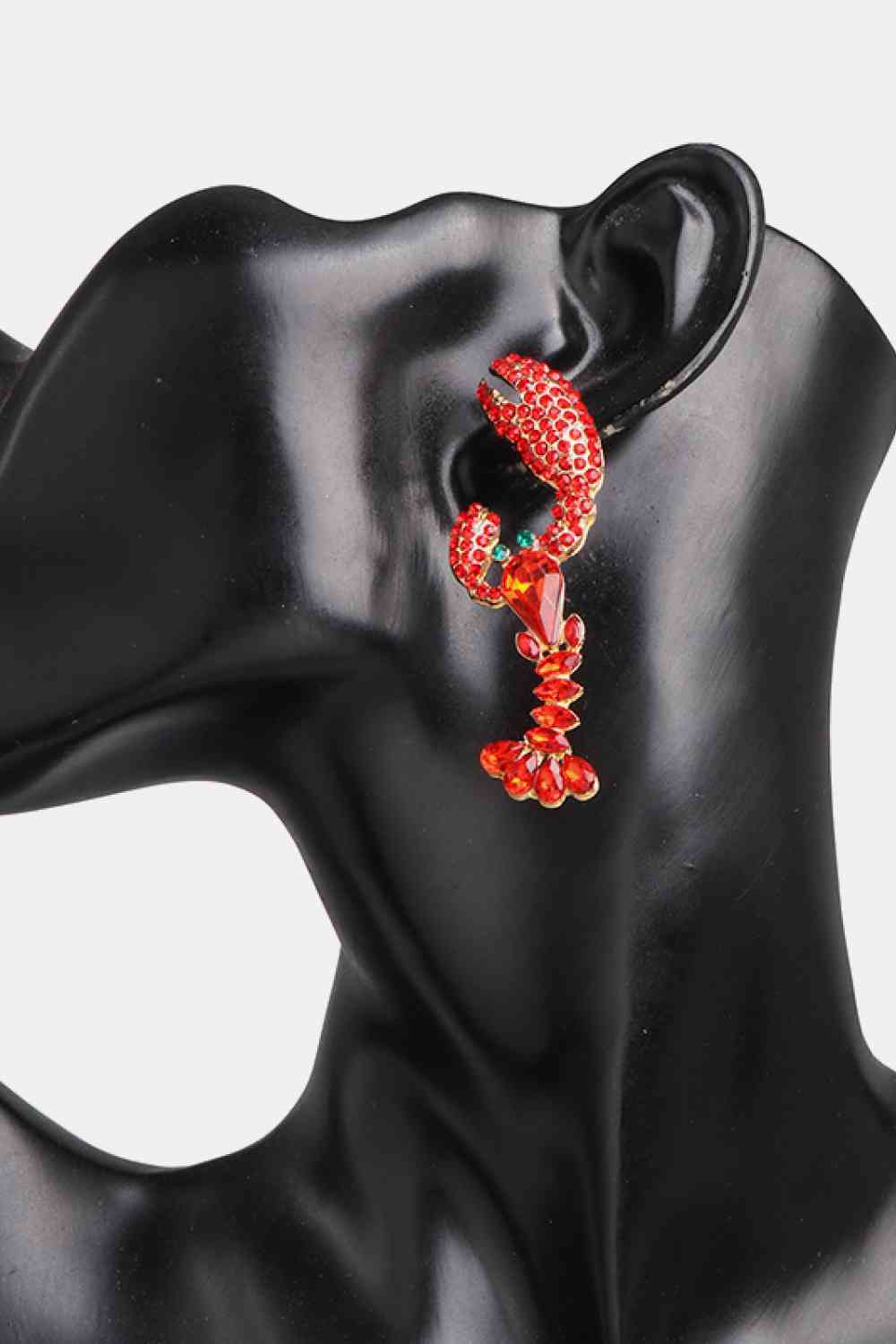 Lobster Shape Glass Stone Dangle Earrings