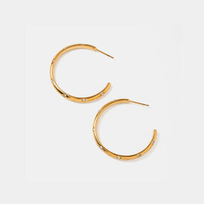 C Hoop Zircon Gold Plated Earrings