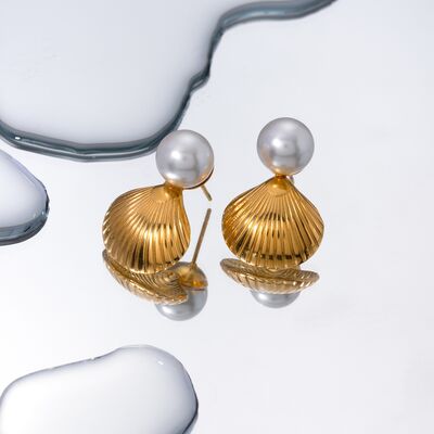 Gold Plated Shell Shape Earrings - Mintcute