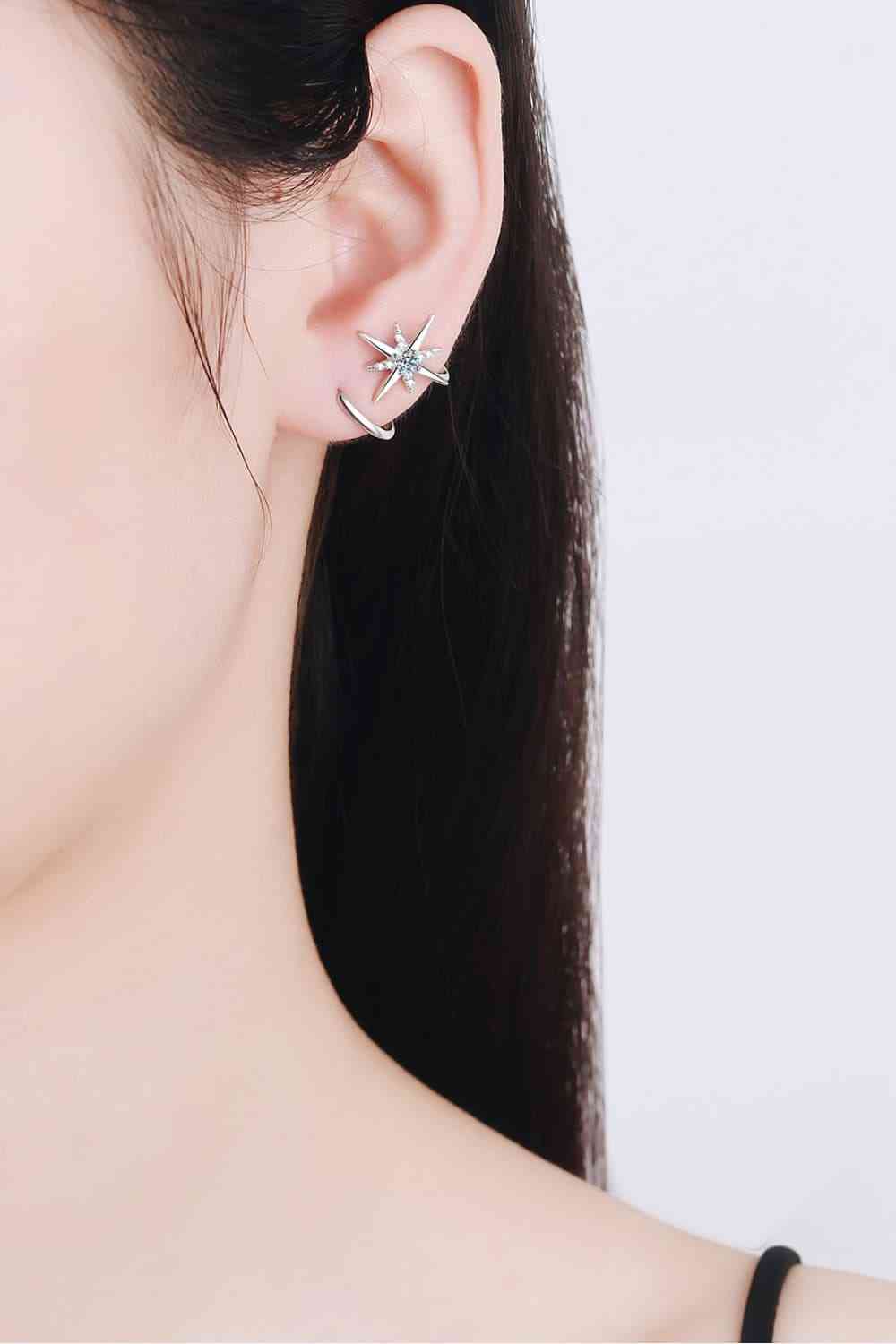 Moissanite Star Rhodium Plated Earrings - Mintcute