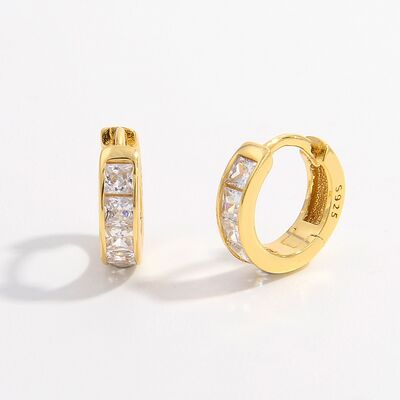 Gold Plated Inlaid Zircon Huggie Earrings - Mintcute