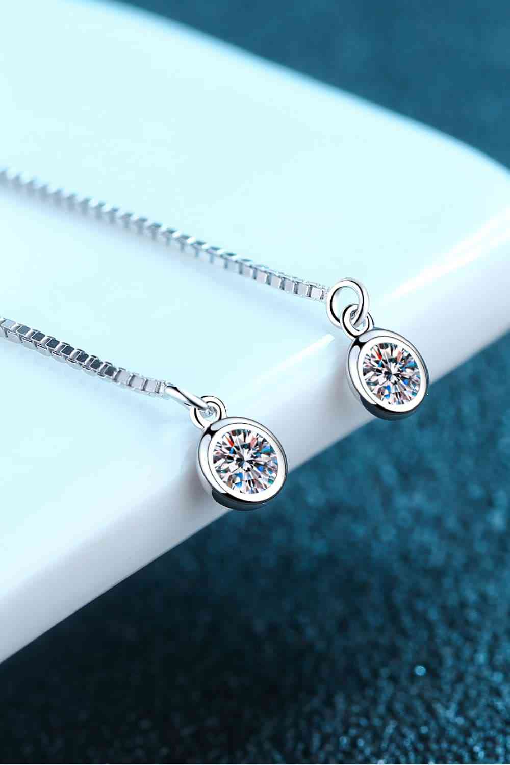 Moissanite Sterling Silver Threader Earrings - Mintcute
