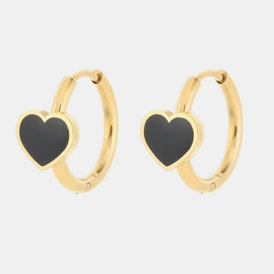 Black Heart Huggie Earrings