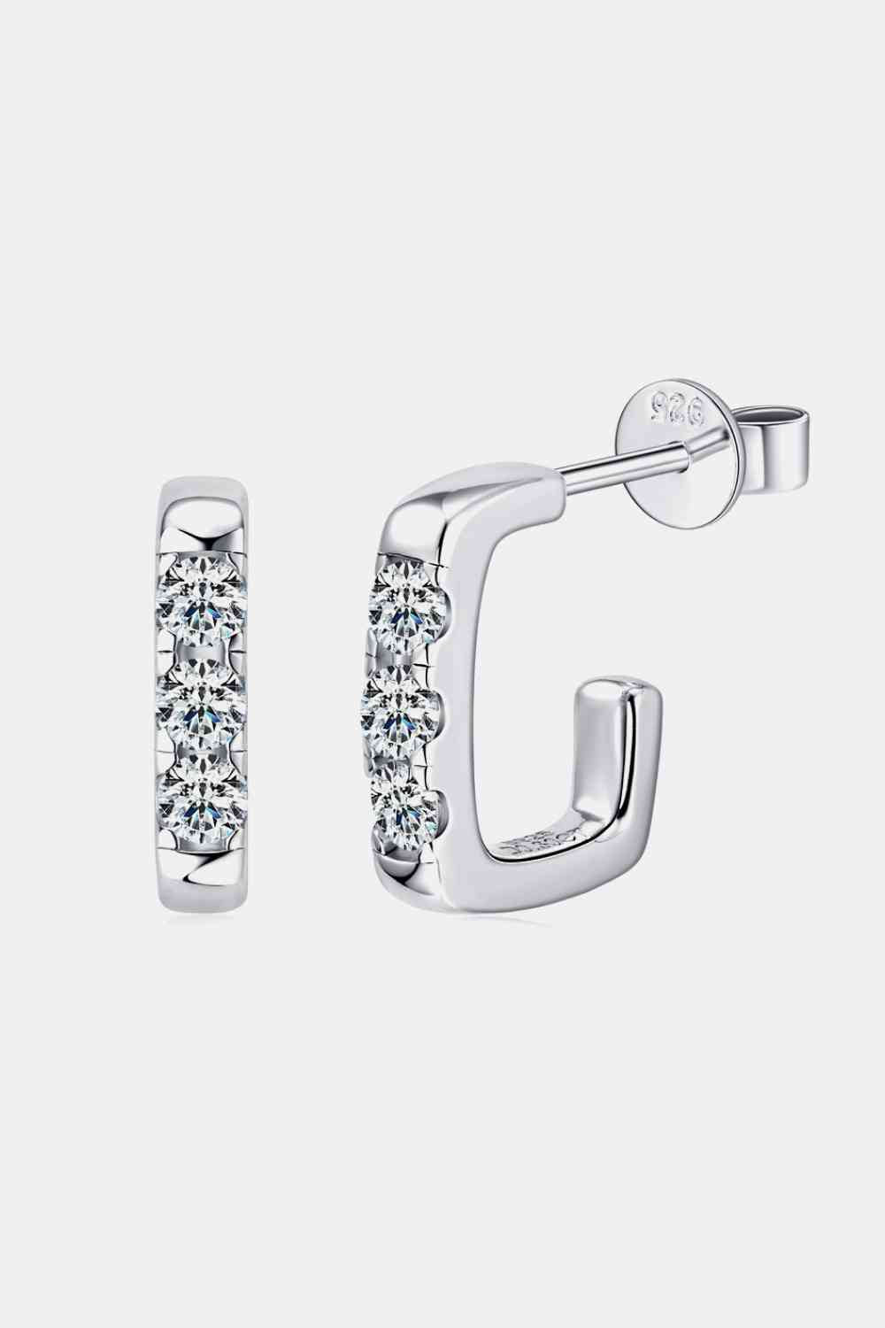 Moissanite 925 Sterling Silver Geometrical Huggie Earrings