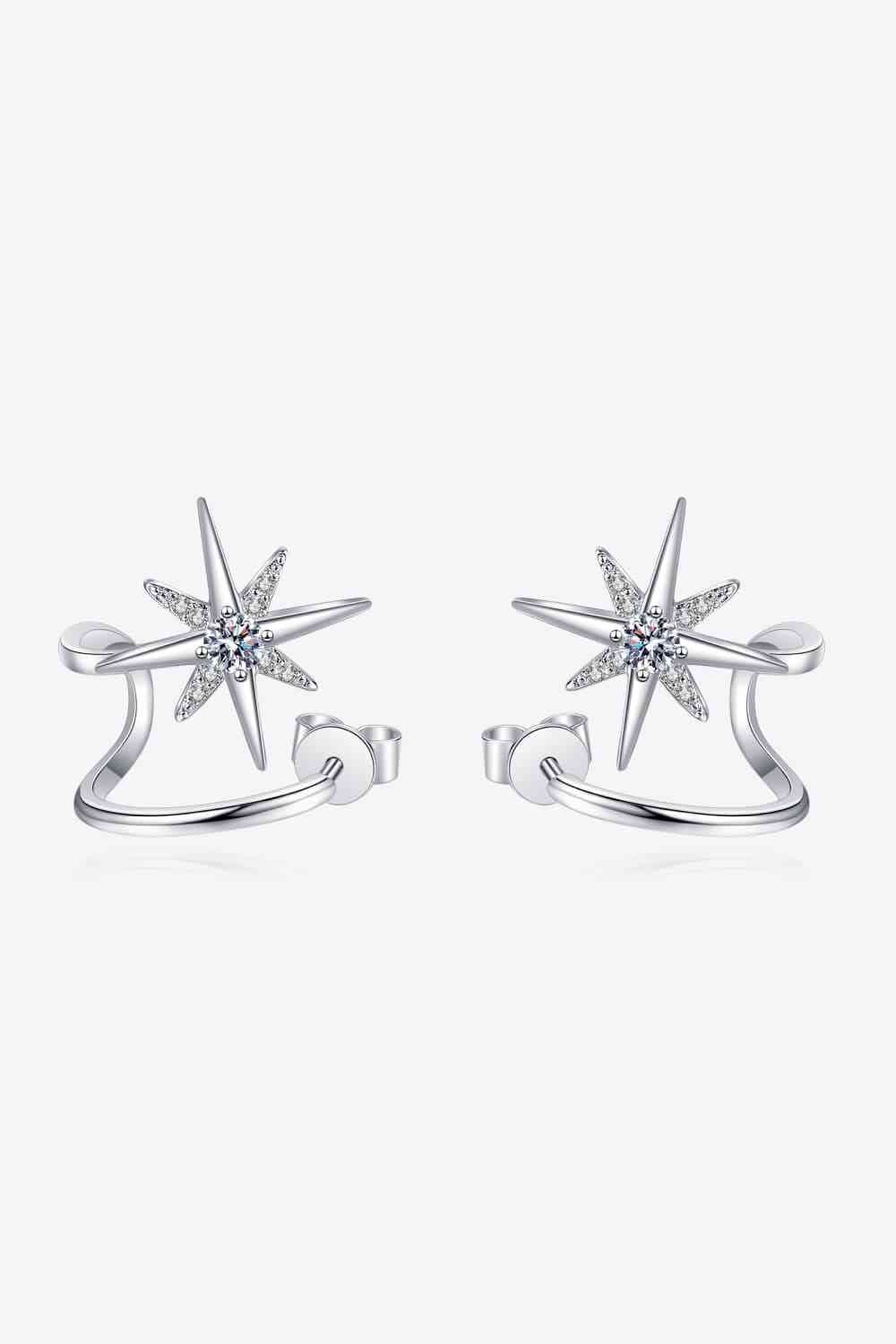 Moissanite Star Rhodium Plated Earrings - Mintcute