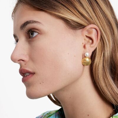 Gold Plated Shell Shape Earrings - Mintcute