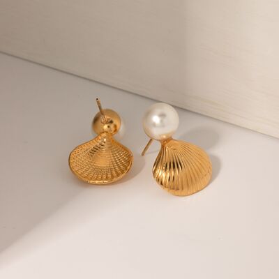 Gold Plated Shell Shape Earrings - Mintcute
