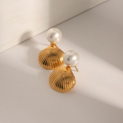 Gold Plated Shell Shape Earrings - Mintcute