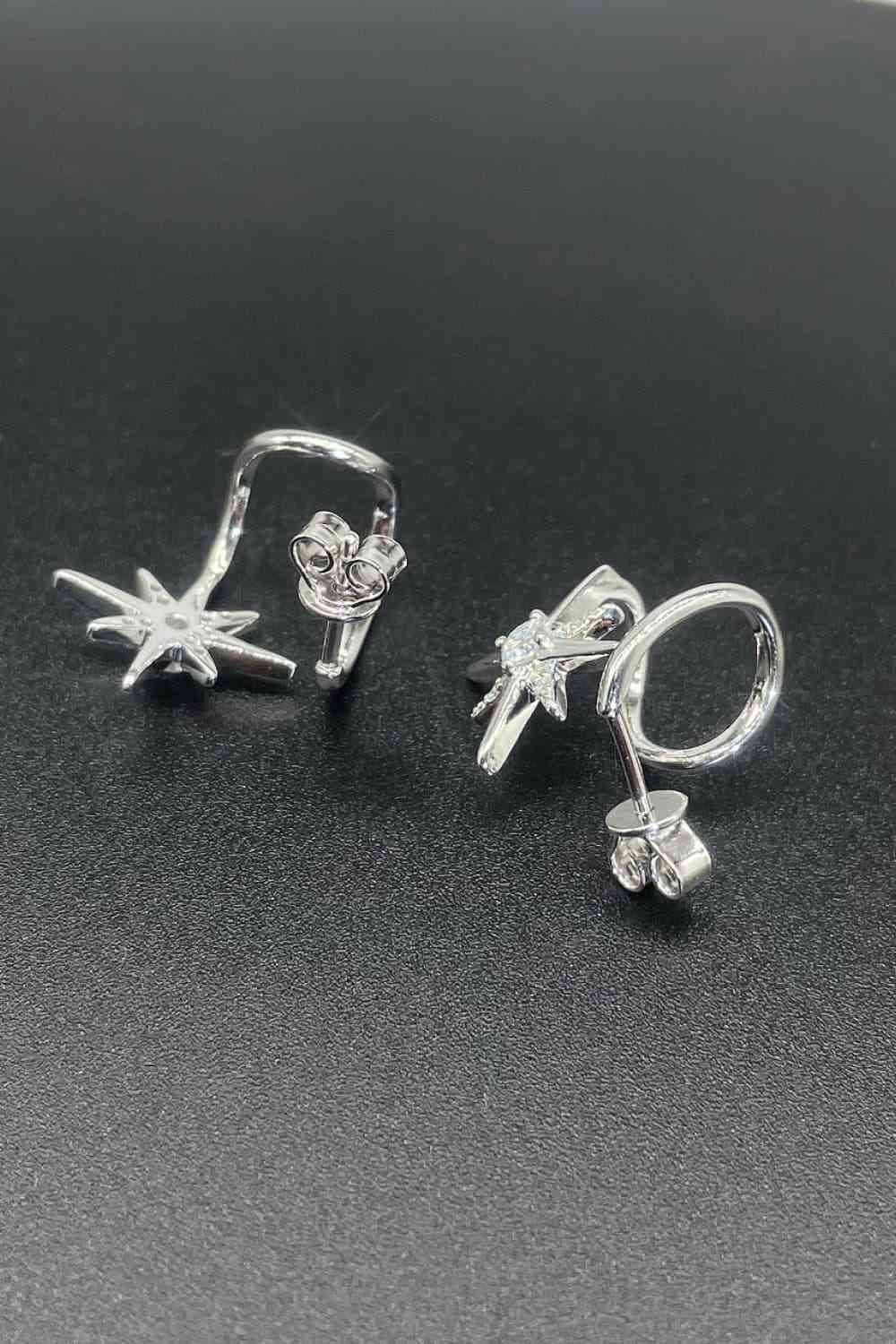 Moissanite Star Rhodium Plated Earrings - Mintcute