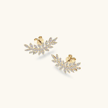 Moissanite  Leaf Shape Stud Earrings