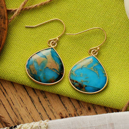 Gold Plated Colorful Natural Stone Earrings