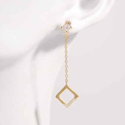 Square Inlaid Zircon Dangle Earrings