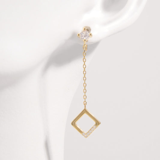Square Inlaid Zircon Dangle Earrings