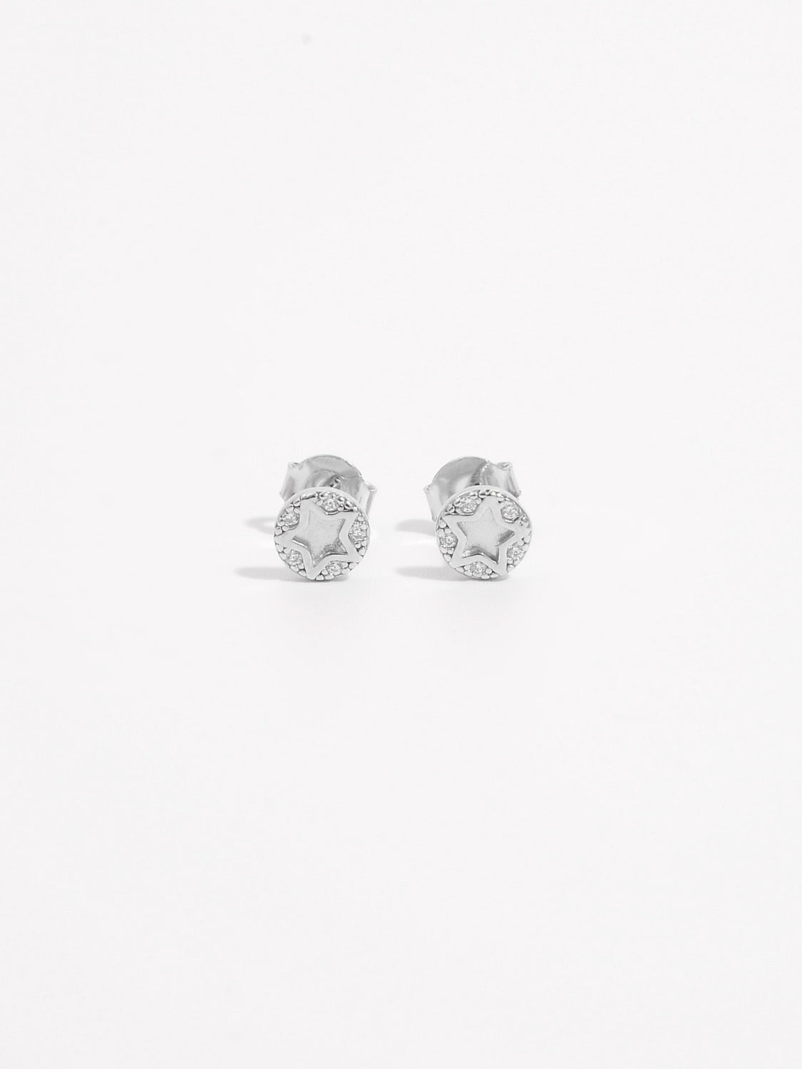 Sterling Silver Zircon Star Stud Earrings