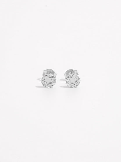 Sterling Silver Zircon Star Stud Earrings