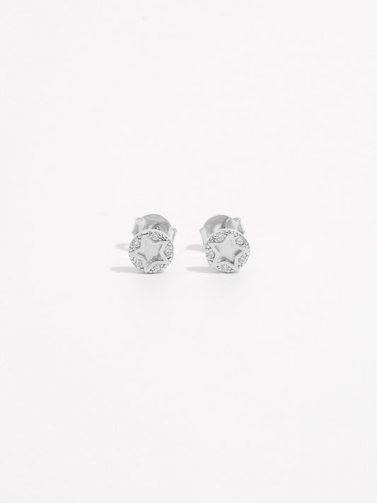 Sterling Silver Zircon Star Stud Earrings
