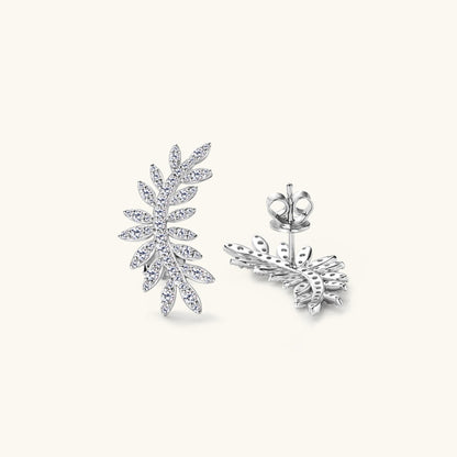 Moissanite  Leaf Shape Stud Earrings