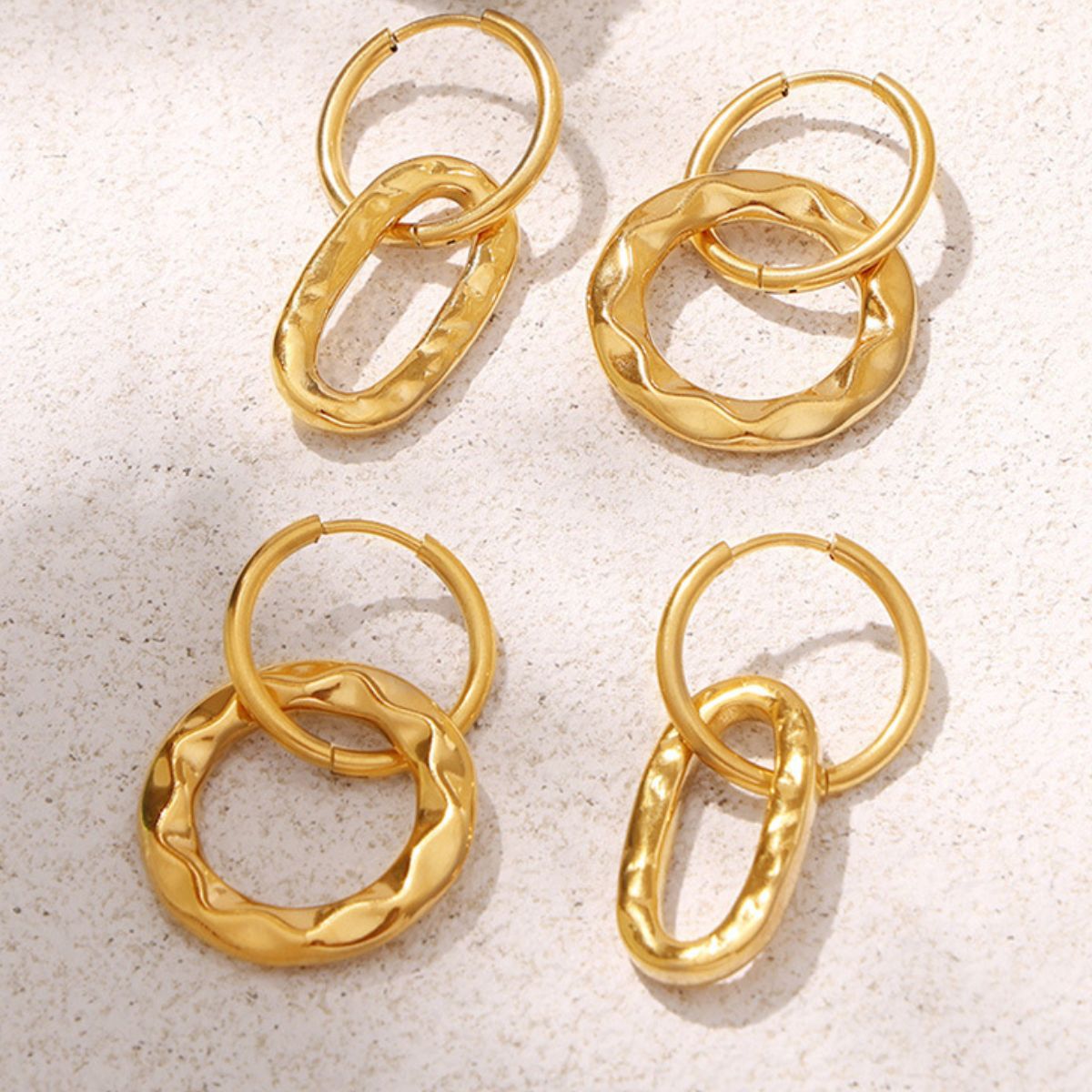 Gold Plated Titanium Steel Annulus Earrings