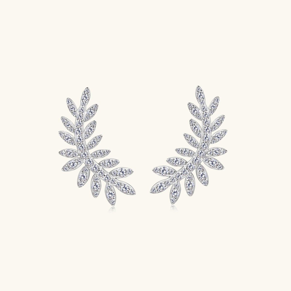 Moissanite  Leaf Shape Stud Earrings