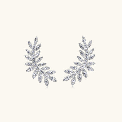 Moissanite  Leaf Shape Stud Earrings