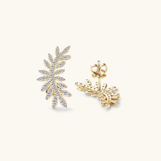 Moissanite  Leaf Shape Stud Earrings