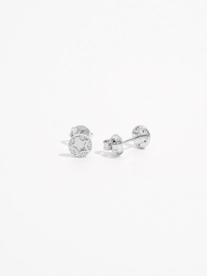 Sterling Silver Zircon Star Stud Earrings