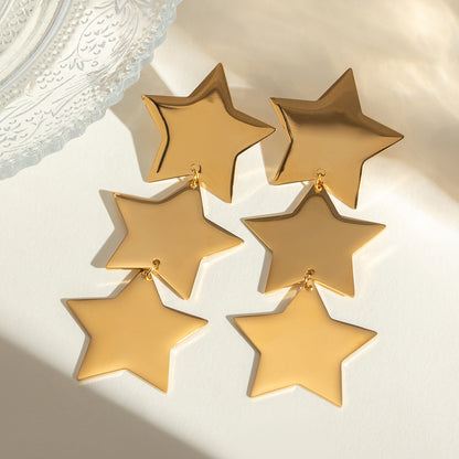 Gold Plated Stainless Steel Star Earrings