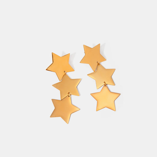 Gold Plated Stainless Steel Star Earrings