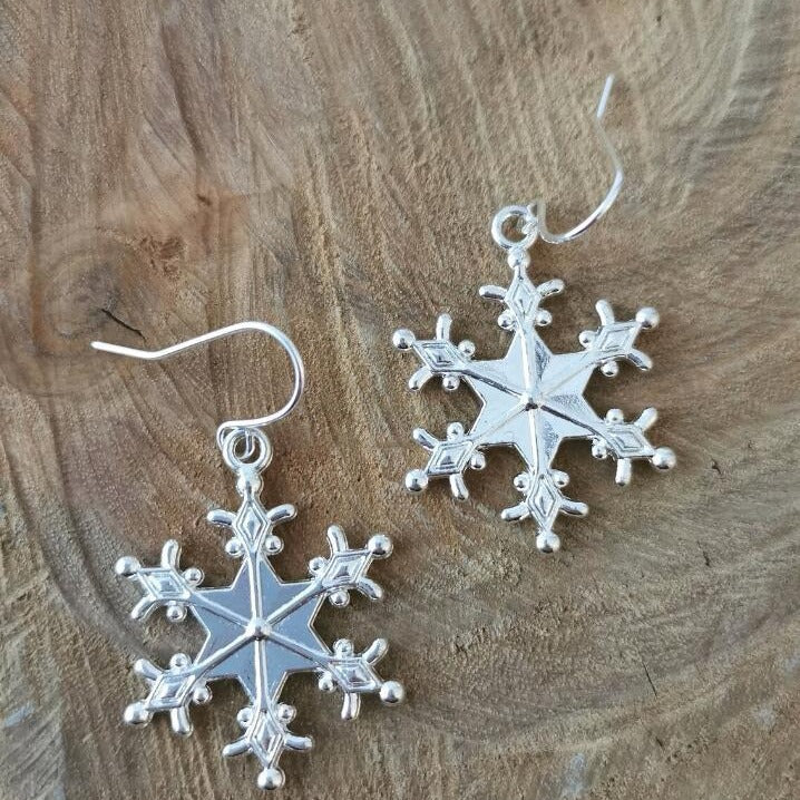 Silver Plated Snowflakes Earrings