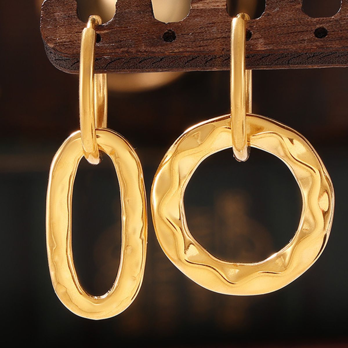 Gold Plated Titanium Steel Annulus Earrings