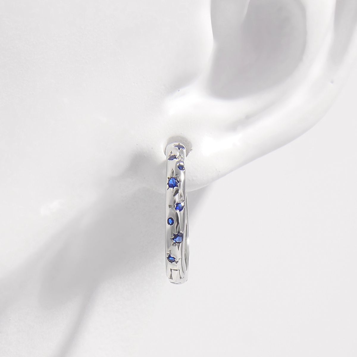 Blue Inlaid Zircon Huggie Earrings