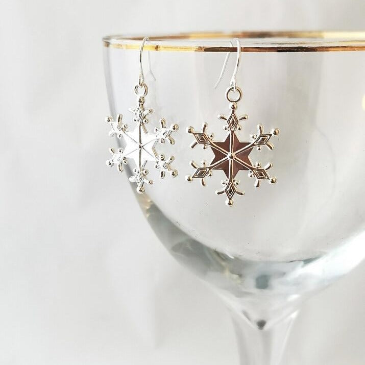 Silver Plated Snowflakes Earrings