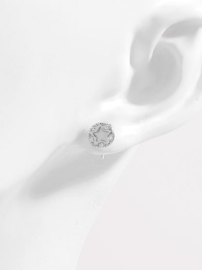 Sterling Silver Zircon Star Stud Earrings