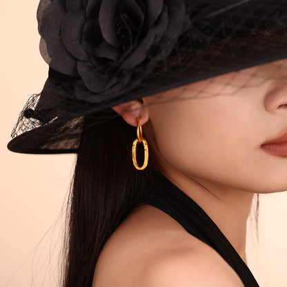 Gold Plated Titanium Steel Annulus Earrings