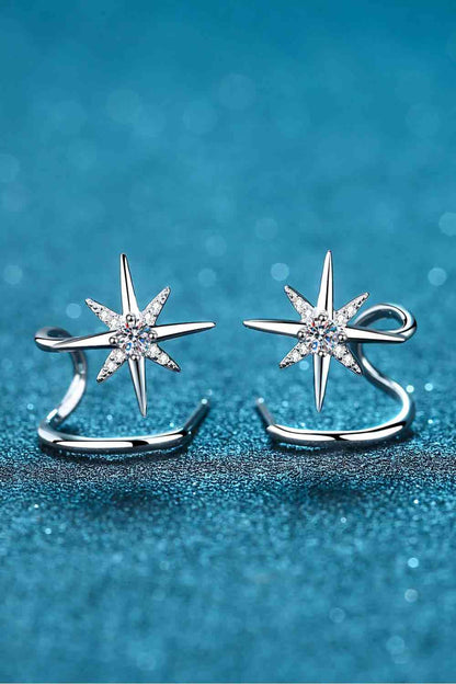 Moissanite Star Rhodium Plated Earrings - Mintcute