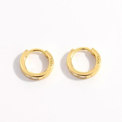 Gold Plated  Inlaid Zircon Huggie Earrings - Mintcute