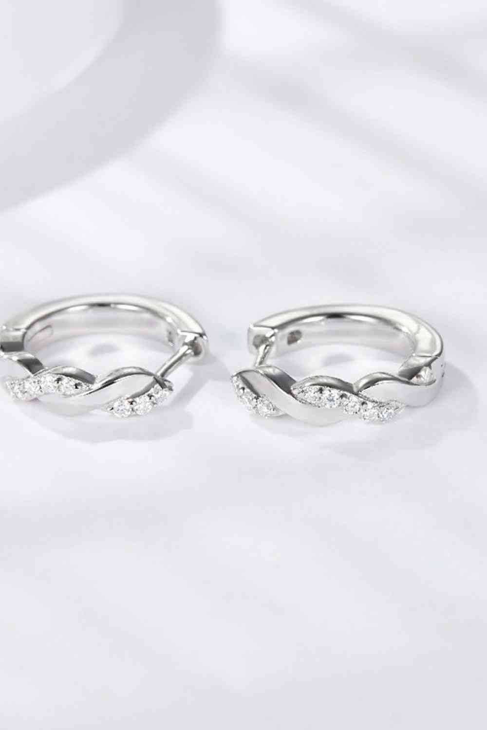 Moissanite Twisted Platinum Plated Earrings - Mintcute