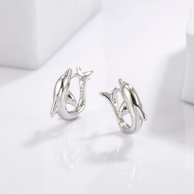 Sterling Silver Zircon Dolphin Earrings - Mintcute