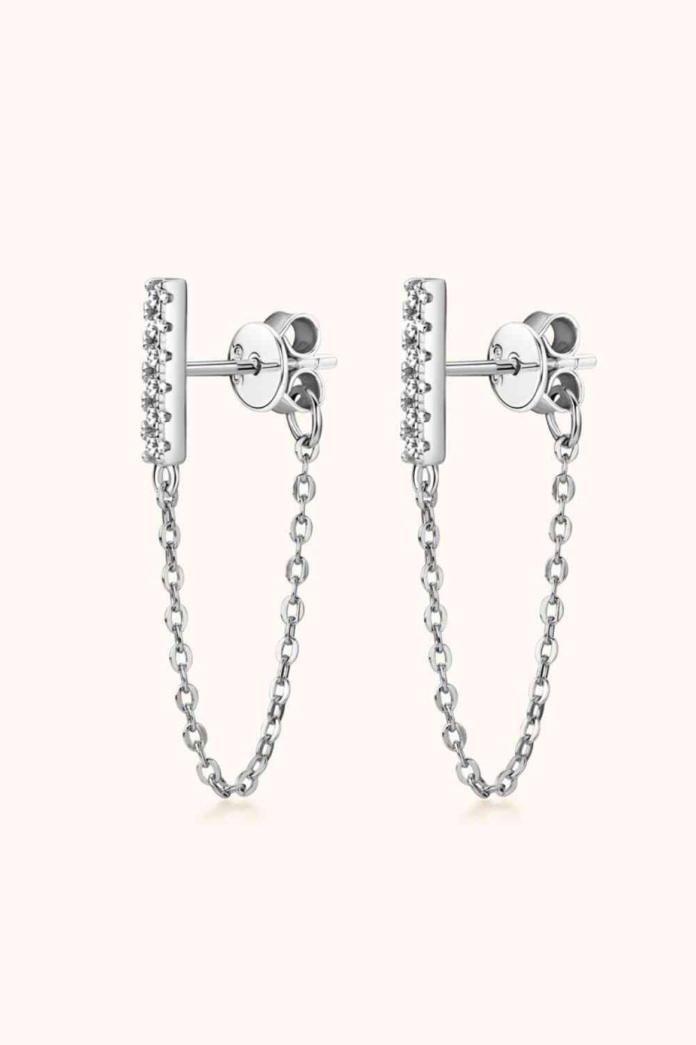 Moissanite Sterling Silver Connected Earrings - Mintcute