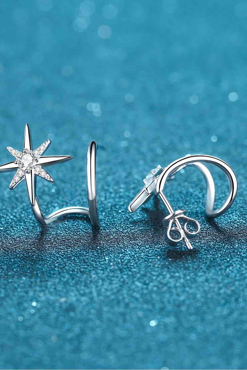 Moissanite Star Rhodium Plated Earrings - Mintcute