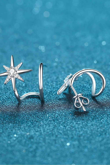 Moissanite Star Rhodium Plated Earrings - Mintcute