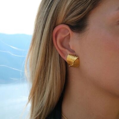 Texture Stainless Steel Stud Earrings - Mintcute