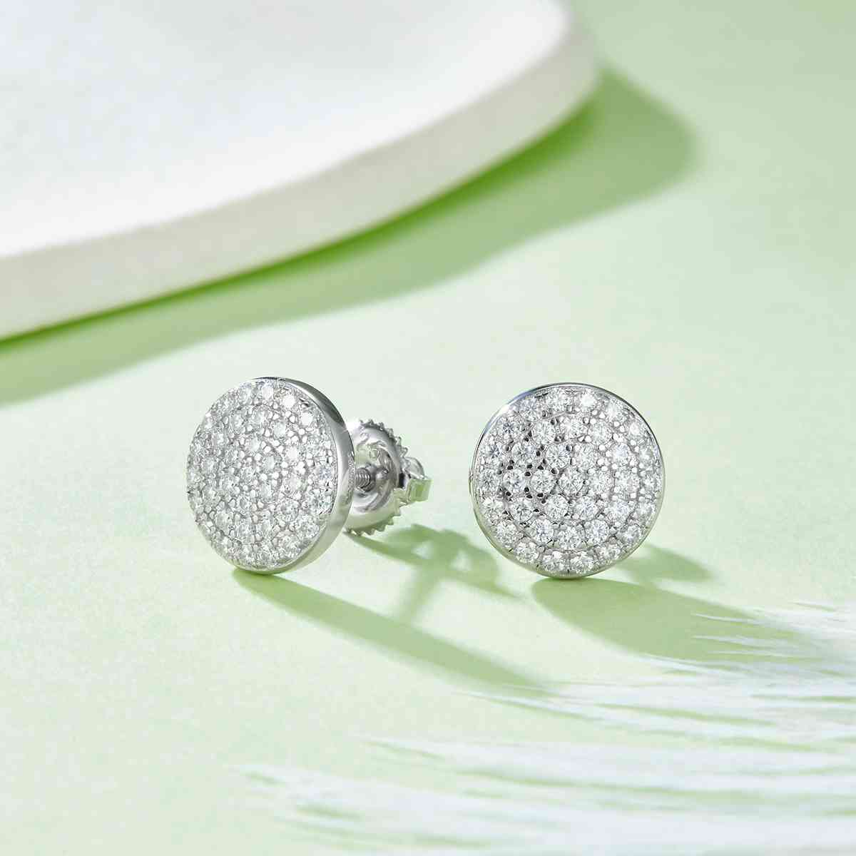 Moissanite Sterling Silver Round Stud Earrings - Mintcute