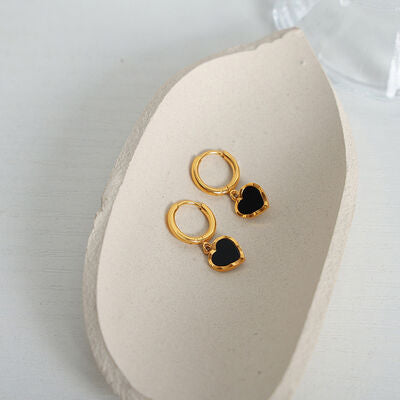 Gold Plated Heart Drop Earrings - Mintcute